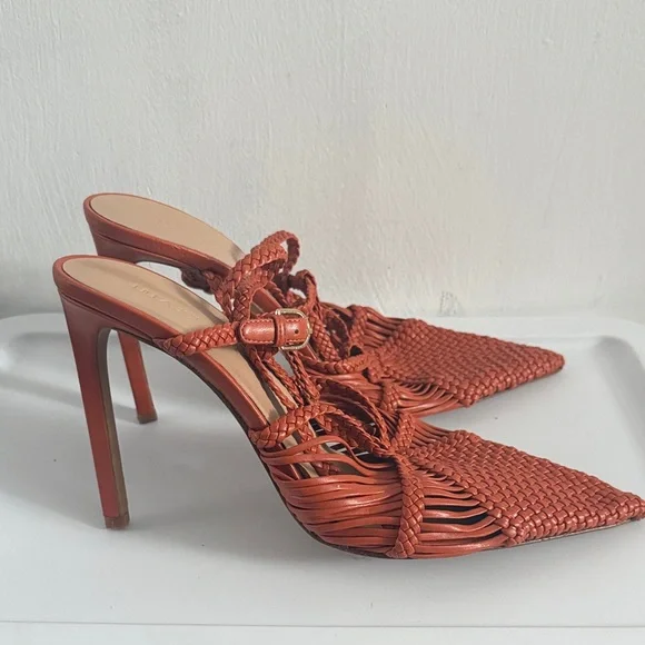 Elegant Women's Woven Heels - Orange - Picture 4 of 10